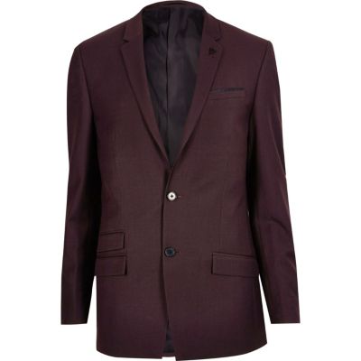 Dark red skinny suit jacket